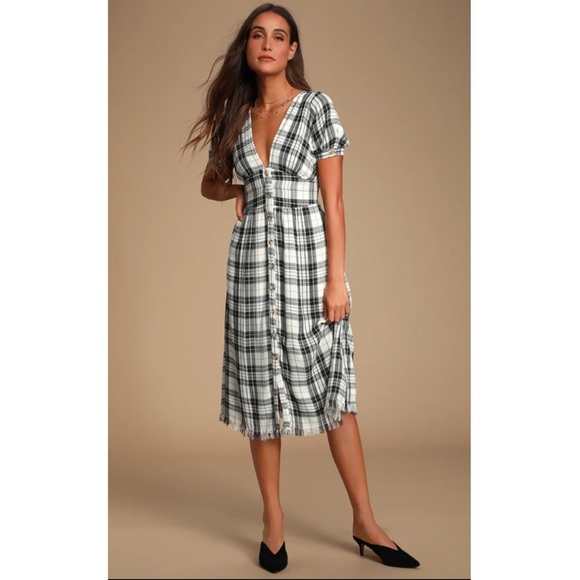 Lulus Dresses & Skirts - Lulus Dakota Black White Plaid Button Front Dress
